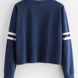 Tops - Blue and White Long Sleeved Crop Top Tops - Blue and White Long Sleeved Crop Top